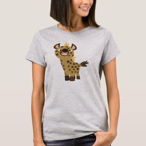 Cute Smiling Cartoon Hyena Women T_Shirt