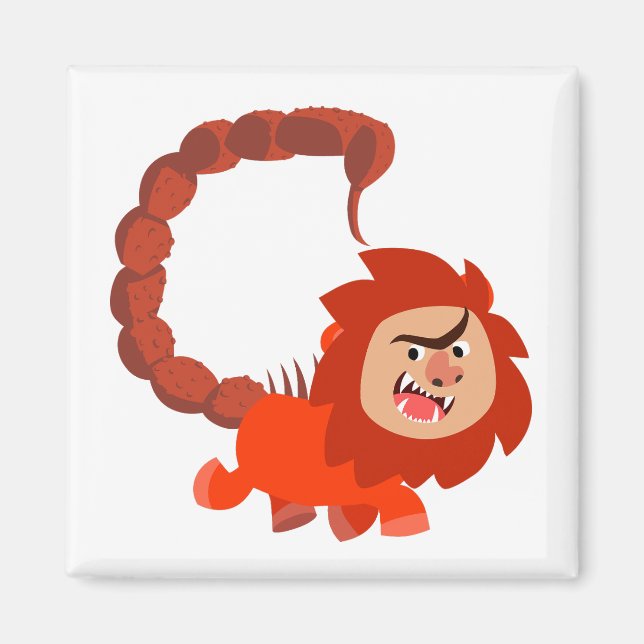 Cute Smiling Cartoon Manticore Magnet (Front)