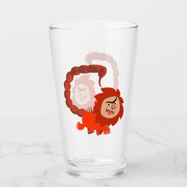 Cute Smiling Cartoon Manticore Tumbler Glass (Front)