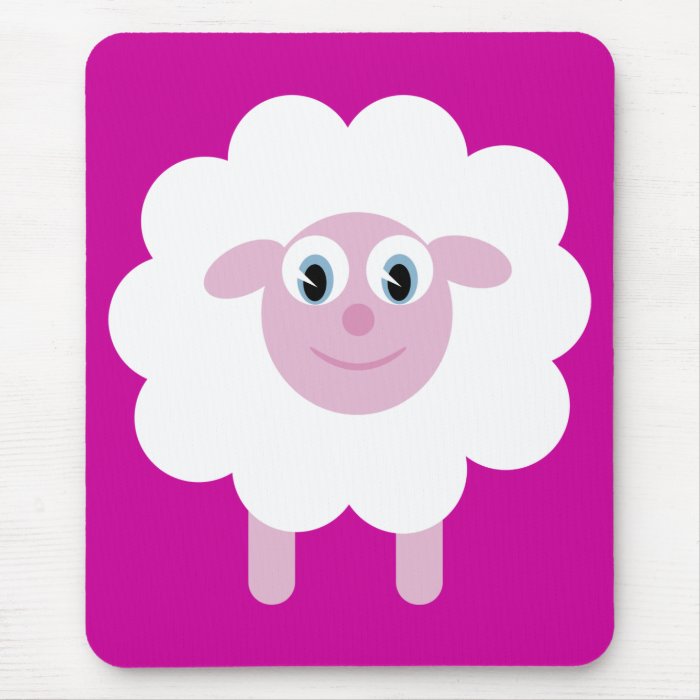 Cute Smiling Cartoon Sheep Pink Charity Mousepads