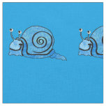 Cute Smiling Cartoon snail in Shades of Blue Fabric