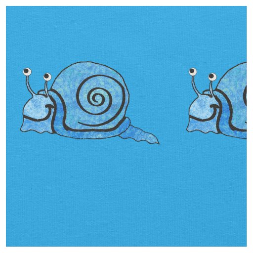 Cute Smiling Cartoon snail in Shades of Blue Fabric