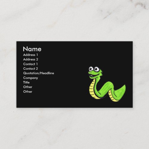 Cute Smiling Cartoon Snake Business Card