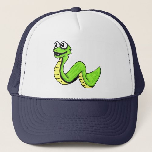 Cute Smiling Cartoon Snake Trucker Hat