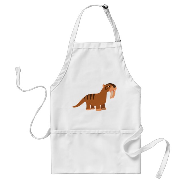 Cute Smiling Cartoon Thylacosmilus Apron (Front)