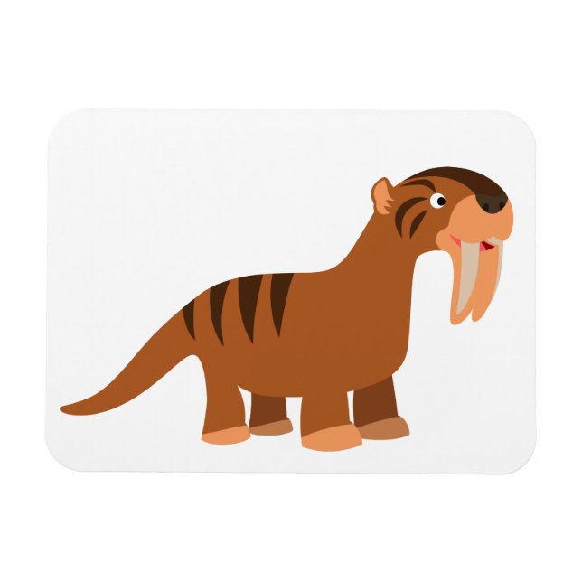 Cute Smiling Cartoon Thylacosmilus Flexible Magnet (Horizontal)
