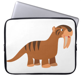 Cute Smiling Cartoon Thylacosmilus Laptop Sleeve