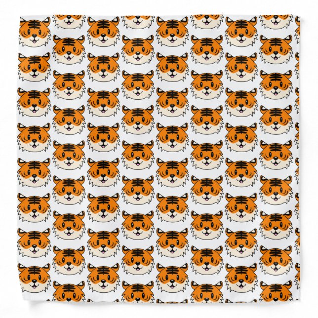 Cute Smiling Cartoon Tiger Bandana (Front)