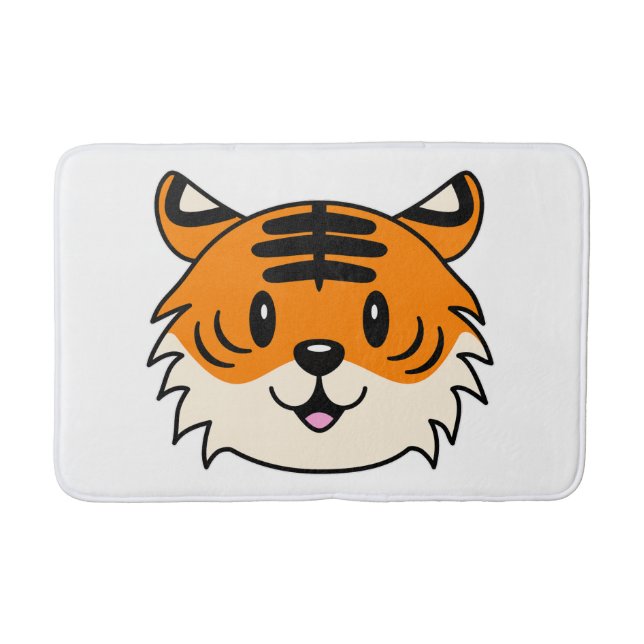 Cute Smiling Cartoon Tiger Bath Mat (Front)
