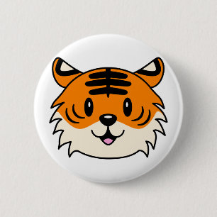Cute Smiling Cartoon Tiger Button
