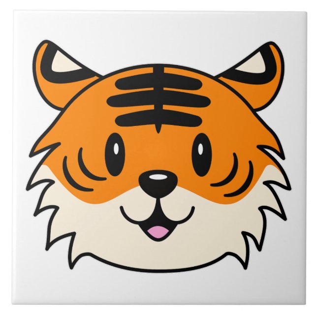 Cute Smiling Cartoon Tiger Ceramic Tile (Front)