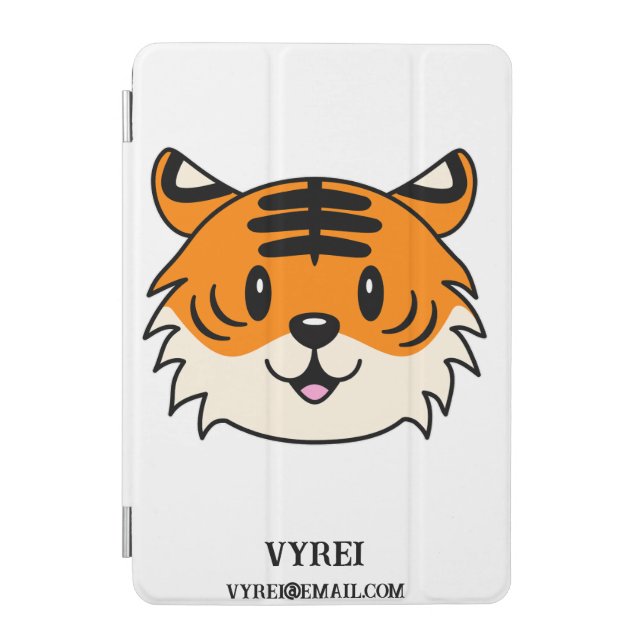 Cute Smiling Cartoon Tiger iPad Mini Cover (Front)
