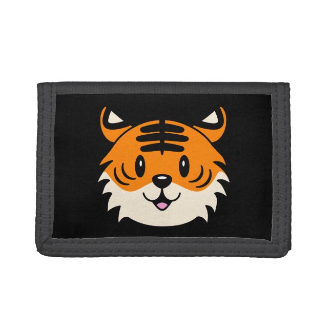 Cute Smiling Cartoon Tiger Trifold Wallet (Front)