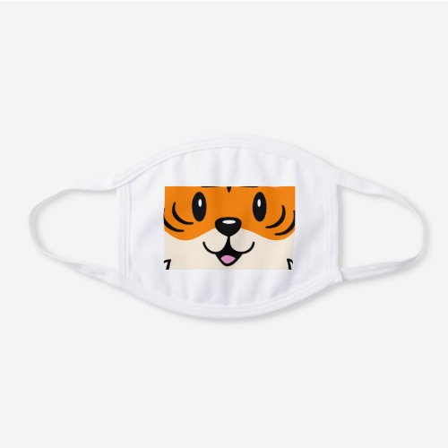Cute Smiling Cartoon Tiger White Cotton Face Mask
