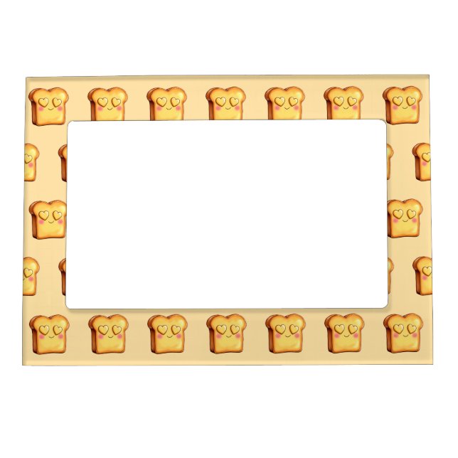 Cute Smiling Cartoon Toast Magnetic Frame (Front)