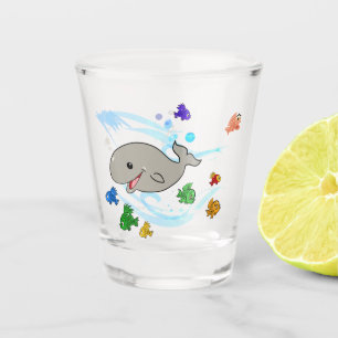 Cute, Smiling Cartoon Whale Shot Glass