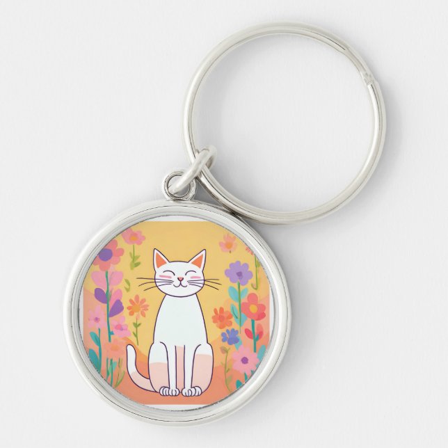 Cute Smiling Cat Bright Keychain (Front)