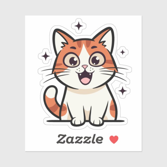 Cute Smiling Cat Cartoon Sticker (Sheet)