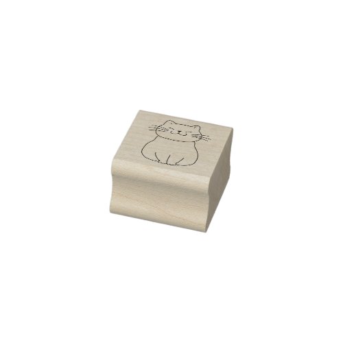 Cute Smiling Cat Drawing Rubber Stamp