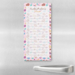 Cute Smiling Cat Floral Pattern Pink To Do List  Magnetic Notepad