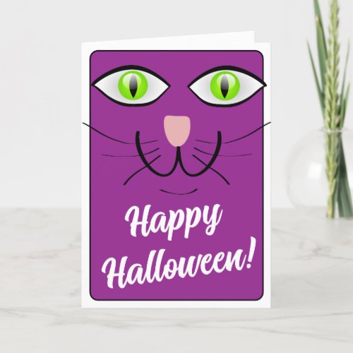 Cute Smiling Cat Purr-fect Day Happy Halloween Holiday Card