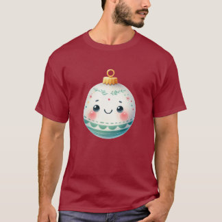 Cute Smiling Christmas Ornament in Watercolor T-Shirt