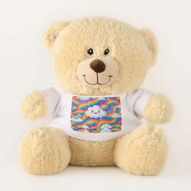Cute Smiling Cloud & Rainbow Teddy Bear (Front)