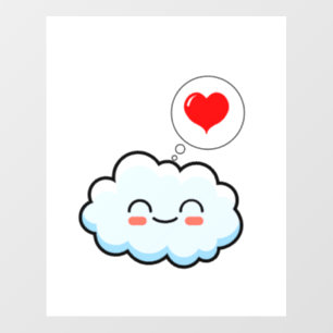 Cute Smiling Cloud With Heart Floor Decals