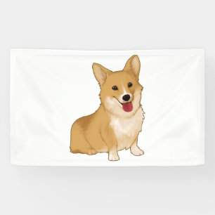 Cute smiling corgi banner
