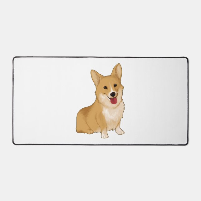 Cute smiling corgi  desk mat (Front)