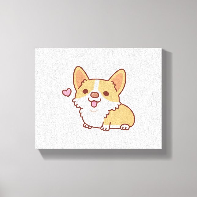 Cute Smiling Corgi Dog Canvas Print (Front)