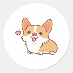 Cute Smiling Corgi Dog Classic Round Sticker