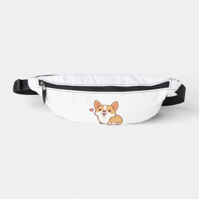 Cute Smiling Corgi Dog Fanny Pack (Front)