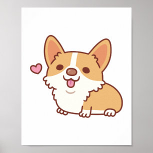 Cute Smiling Corgi Dog Poster
