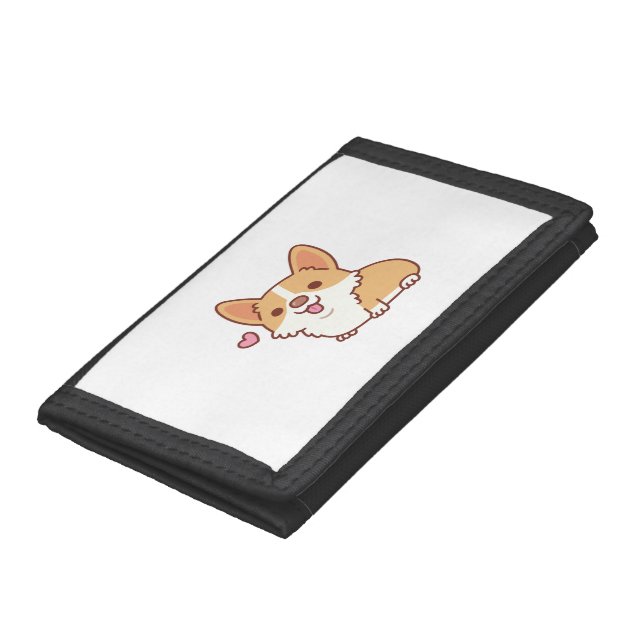 Cute Smiling Corgi Dog Trifold Wallet (Bottom)