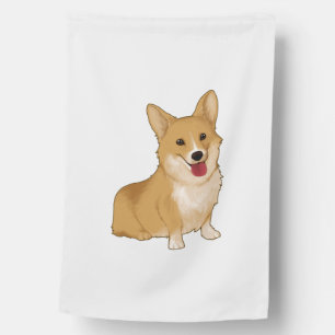 Cute smiling corgi  house flag