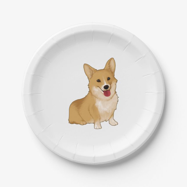 Cute smiling corgi  paper plates (Front)
