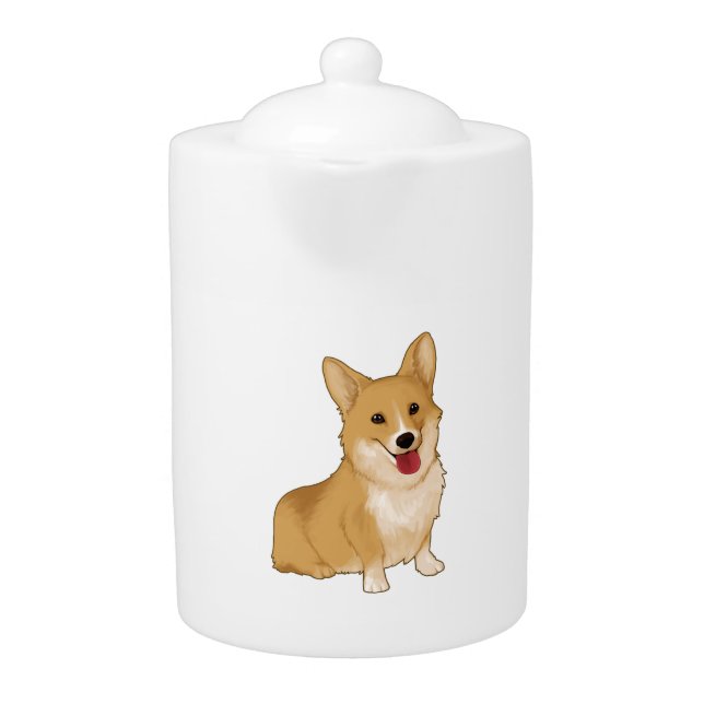 Cute smiling corgi  teapot (Front)