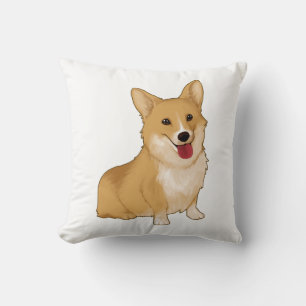 Cute smiling corgi throw pillow