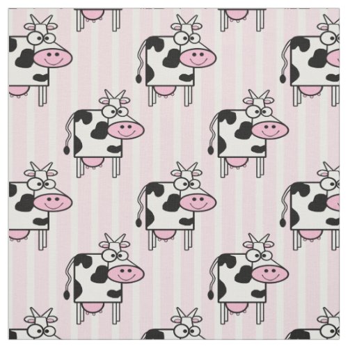 Cute Smiling Cow Animal Print Pattern Fabric