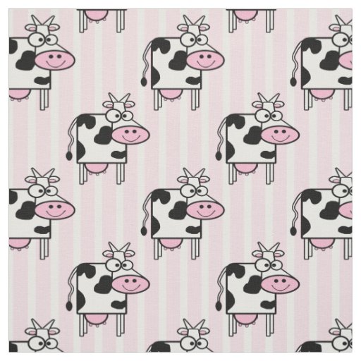 Download Cute Smiling Cow Animal Print Pattern Fabric | Zazzle.com