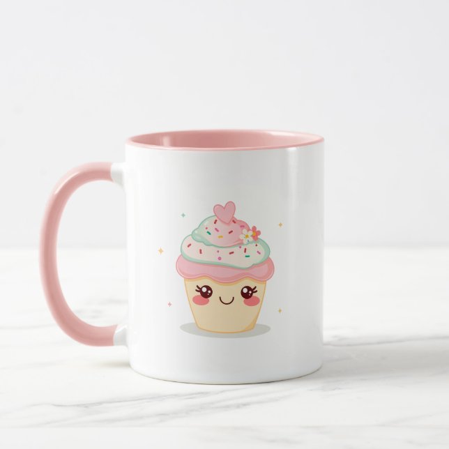 Cute Smiling Cupcake Mug (Left)
