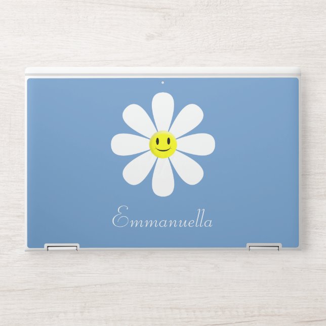 Cute Smiling Daisy Personalized HP Laptop Skin (Front)
