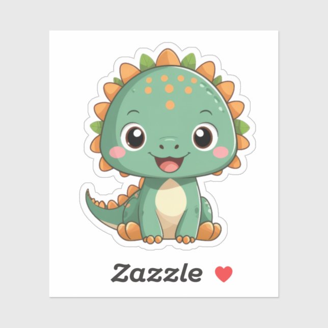 Cute Smiling Dinosaur Illustration Vinyl Sticker (Sheet)