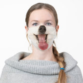 Cute smiling dog face photo adult cloth face mask (Worn)
