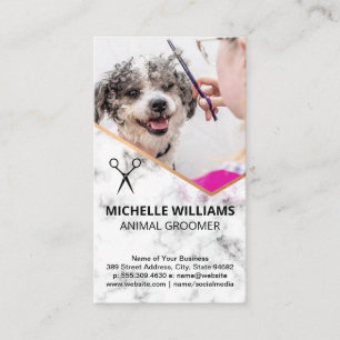 Cute Smiling Dog getting Groomed Business Card
