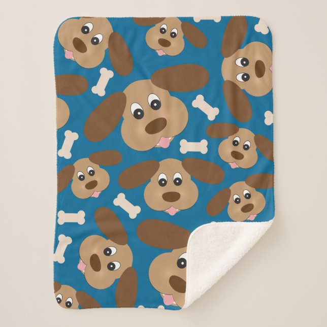 Cute Smiling Dog with Big Ears Sherpa Blanket (Front)