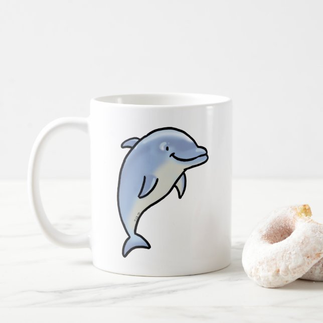 Cute Smiling Dolphin Coffee Mug (With Donut)