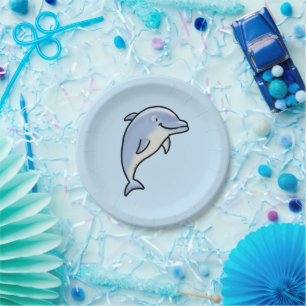 Cute Smiling Dolphin Paper Plates