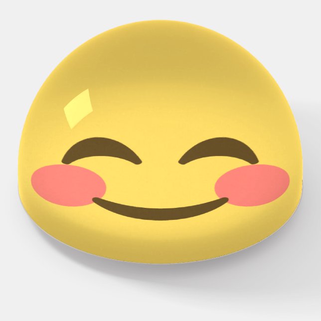 Cute Smiling Emoji Paperweight (Angled)